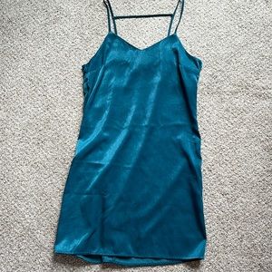 H&M teal slip dress